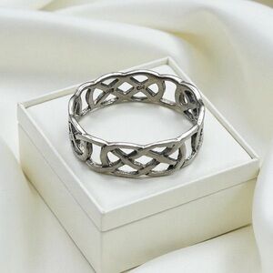 Vintage 925 Sterling Silver Signed CW Charles Winston Open Celtic Knot Ring 10